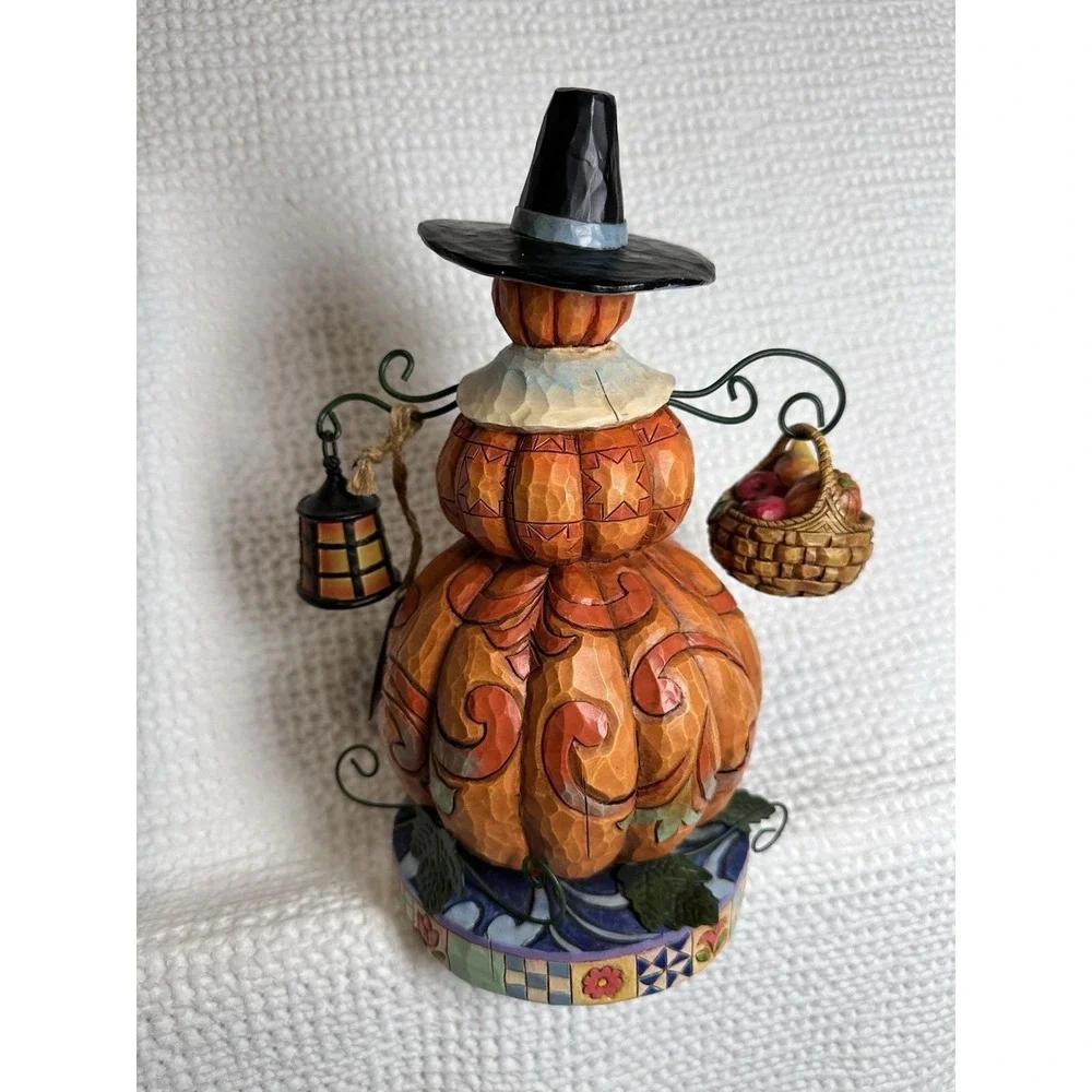 Jim Shore Pilgrim Patch Stacked Pumpkin Pilgrim Figurine NIB 4009013 Harvest